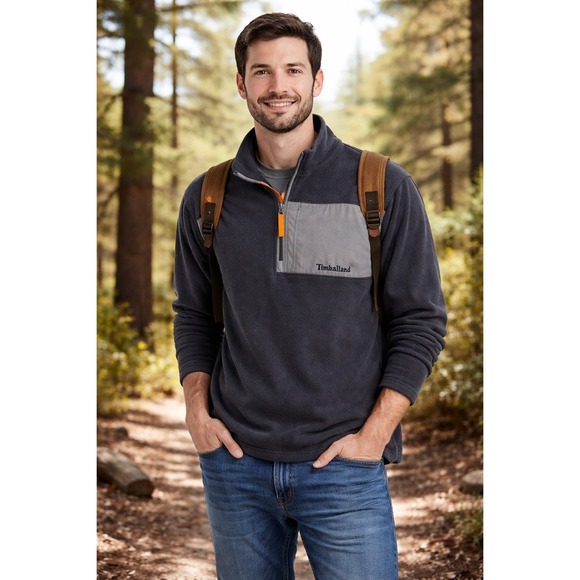 Timberland Other - Timberland Mens Quarter Zip Fleece Pullover Charcoal Gray Medium Outdoor Hiking